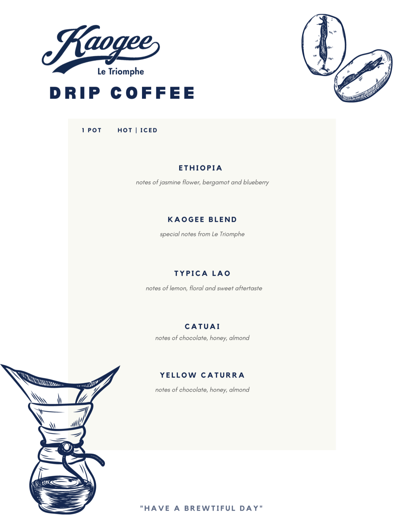 the menu at kaogee cafe in vientiane laos