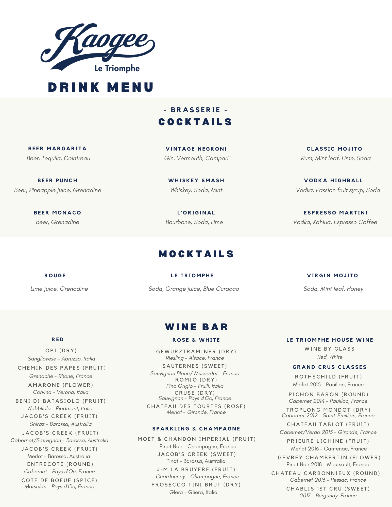 the menu at kaogee cafe in vientiane laos